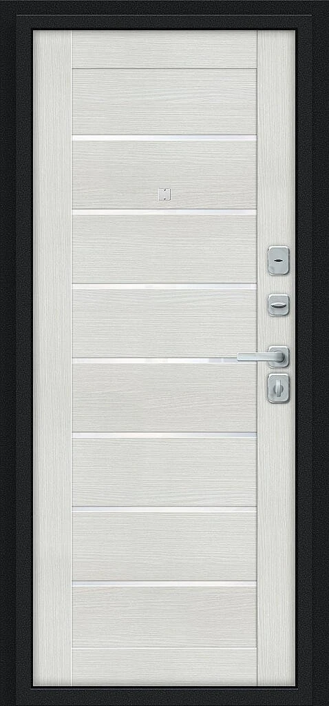 Входная дверь Техно/BChrome Букле черное/Bianco Melinga BR6189