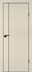 Межкомнатная дверь P-21  черный молдинг PET,  кромка ABS черная c 4-х ст. Бежевый матовый