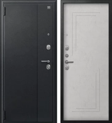 Дверь A-06 черный сатин - бетон светлый