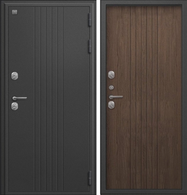 Дверь Термо-90 графит букле - миндаль рифлёный